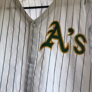 Vintage Oakland Athletics Baseball jersey with pinstripes